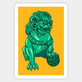 Chinese Guardian Lion - Nephrite Foo Dog Magnet